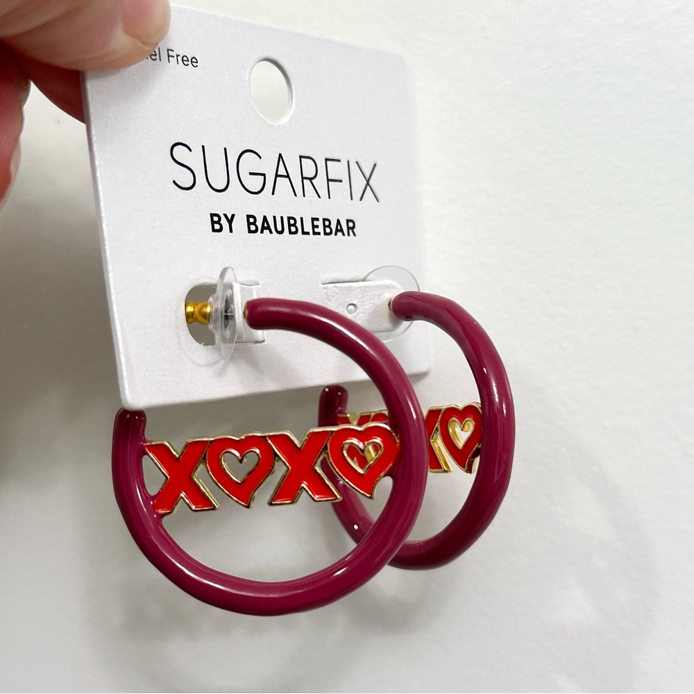SUGARFIX by BAUBLEBAR Xoxo hoop earrings, new